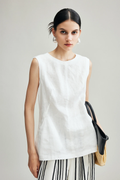 Linen Breathable Sleeveless Top with Pocket