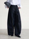 Black high-waisted wide-leg slimming cargo pants