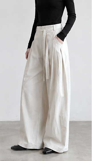 Off-white high-waisted pleated wide-leg balloon pants