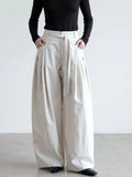 Off-white high-waisted pleated wide-leg balloon pants