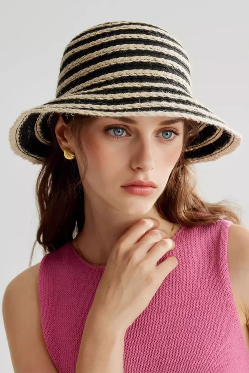 Linen Striped Woven Bucket Hat